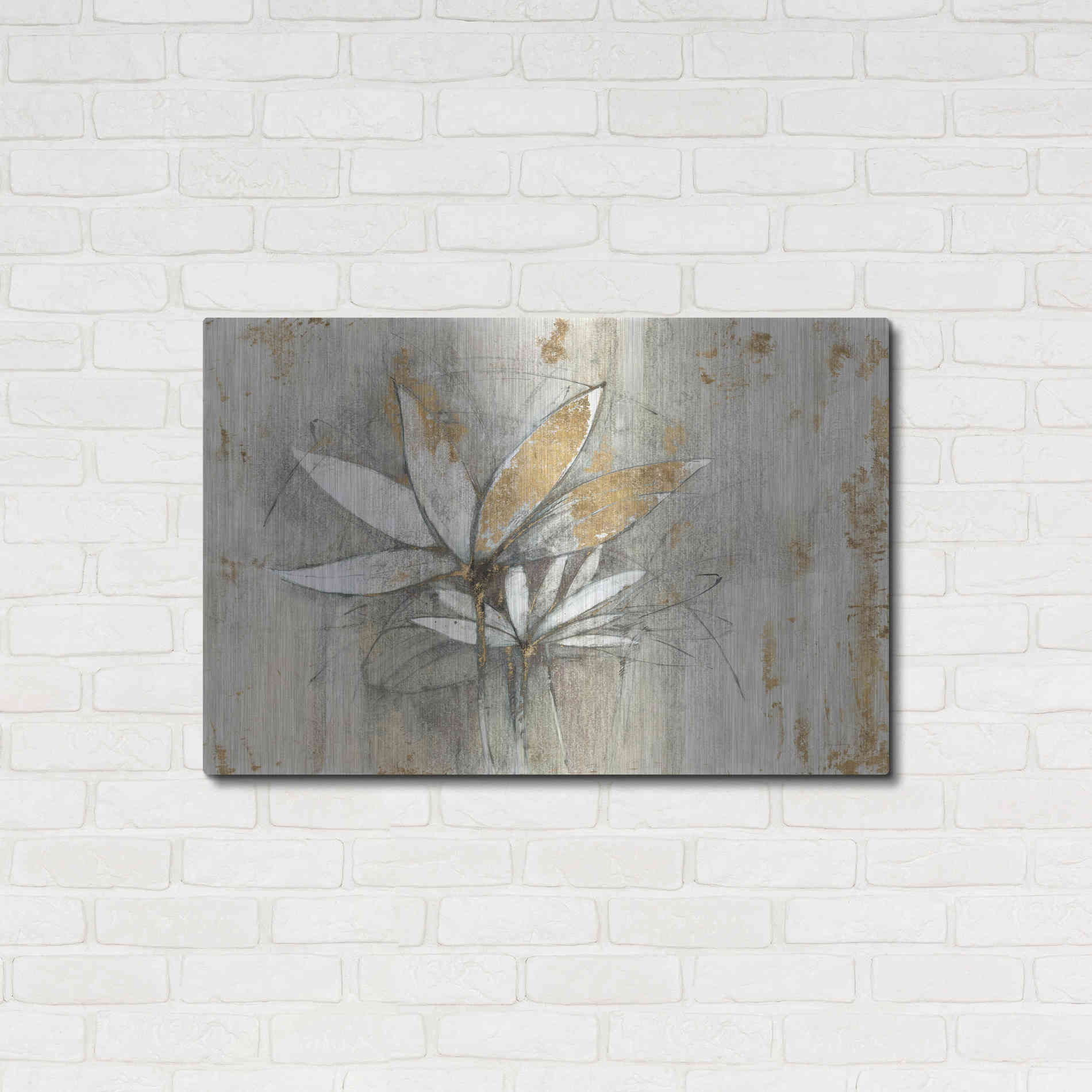 Luxe Metal Art 'Windflowers Gold' by Avery Tillmon, Metal Wall Art,36x24