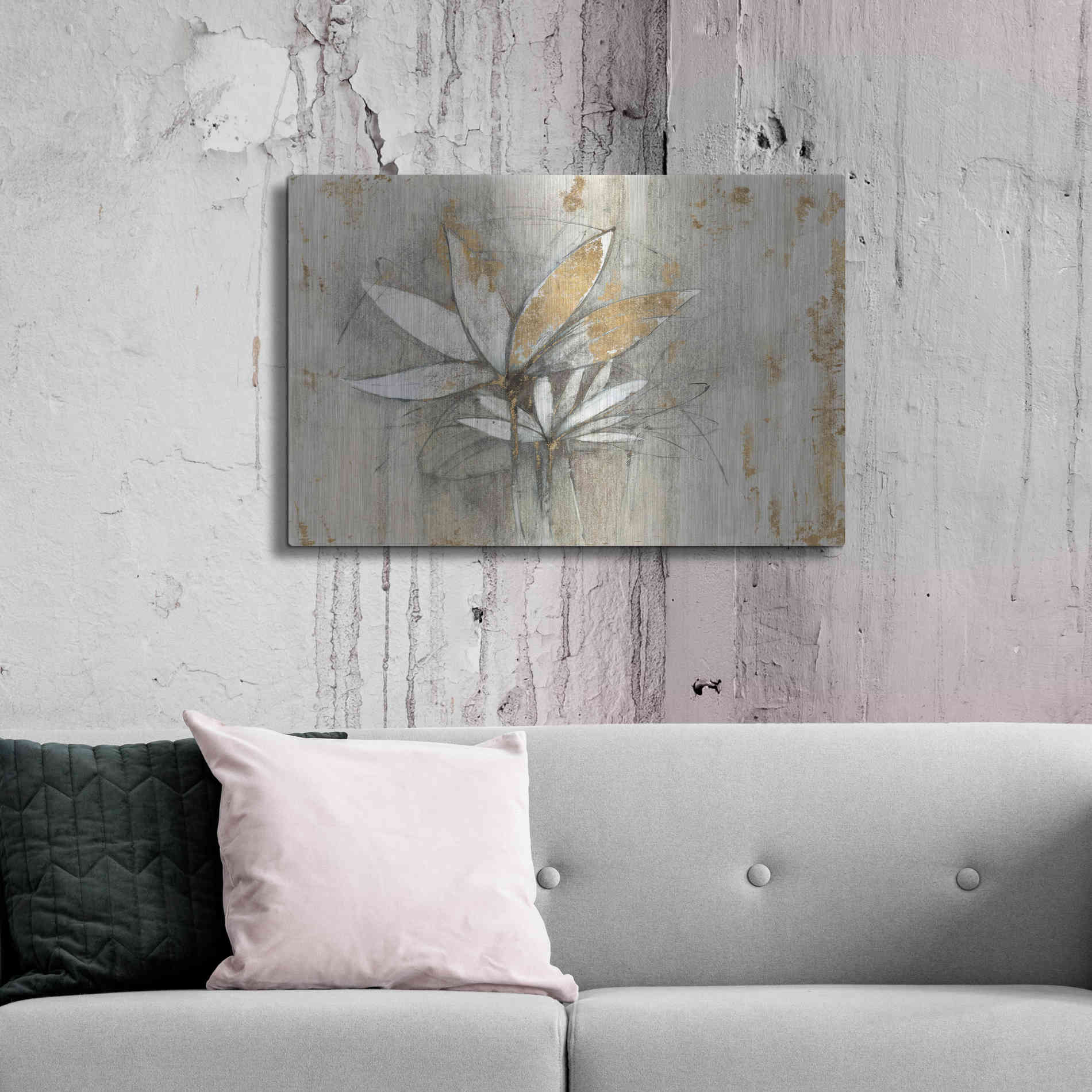 Luxe Metal Art 'Windflowers Gold' by Avery Tillmon, Metal Wall Art,36x24