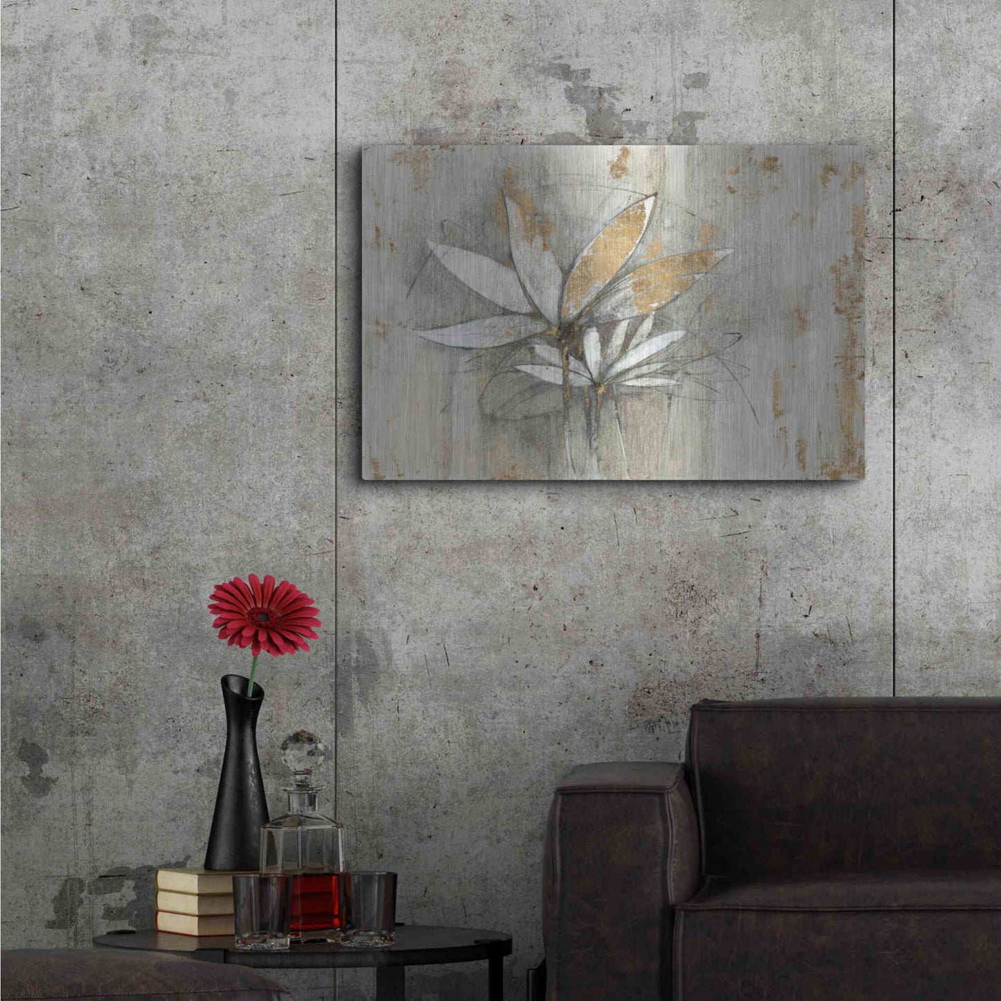Luxe Metal Art 'Windflowers Gold' by Avery Tillmon, Metal Wall Art,36x24