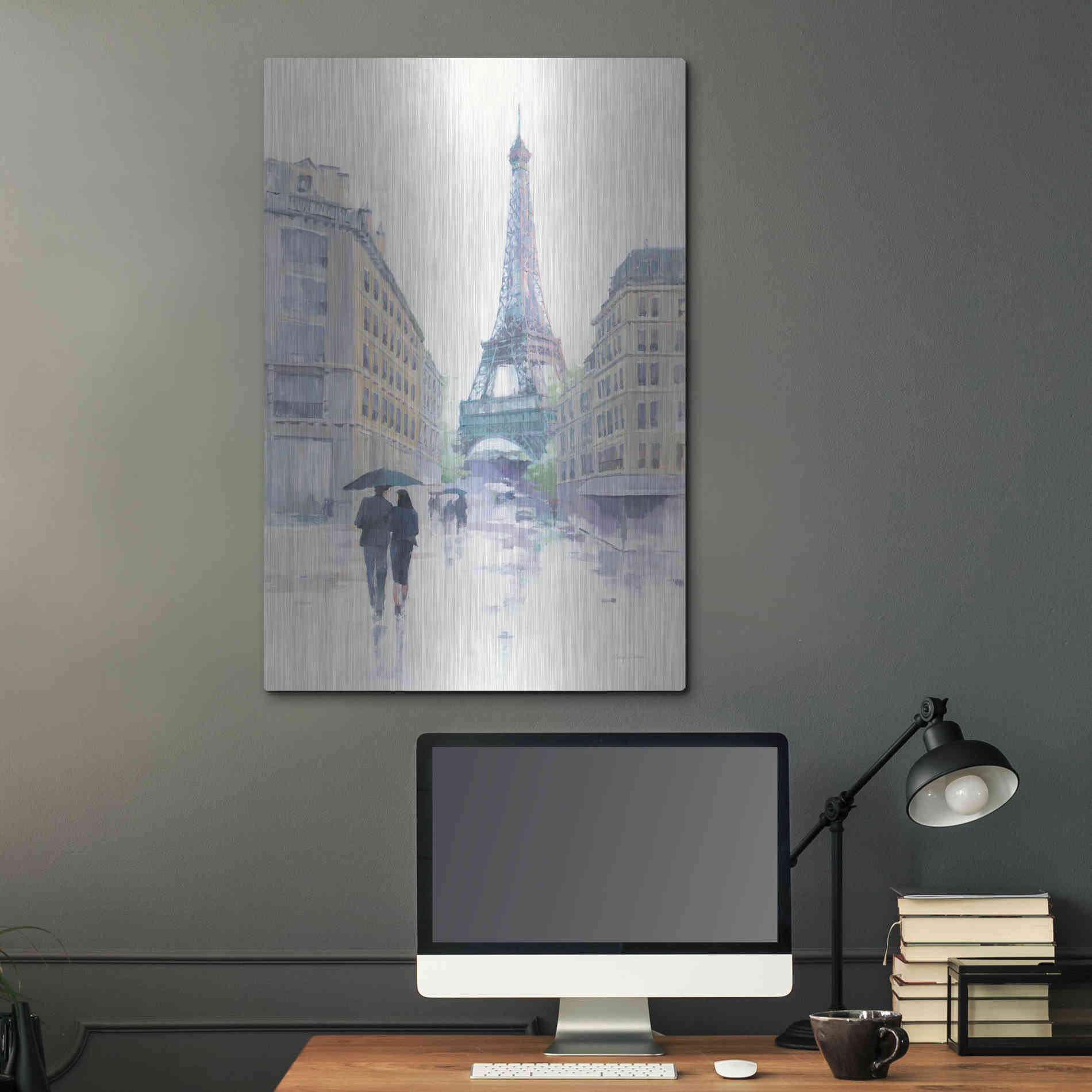 Luxe Metal Art 'Walking in the Rain' by Avery Tillmon, Metal Wall Art,24x36