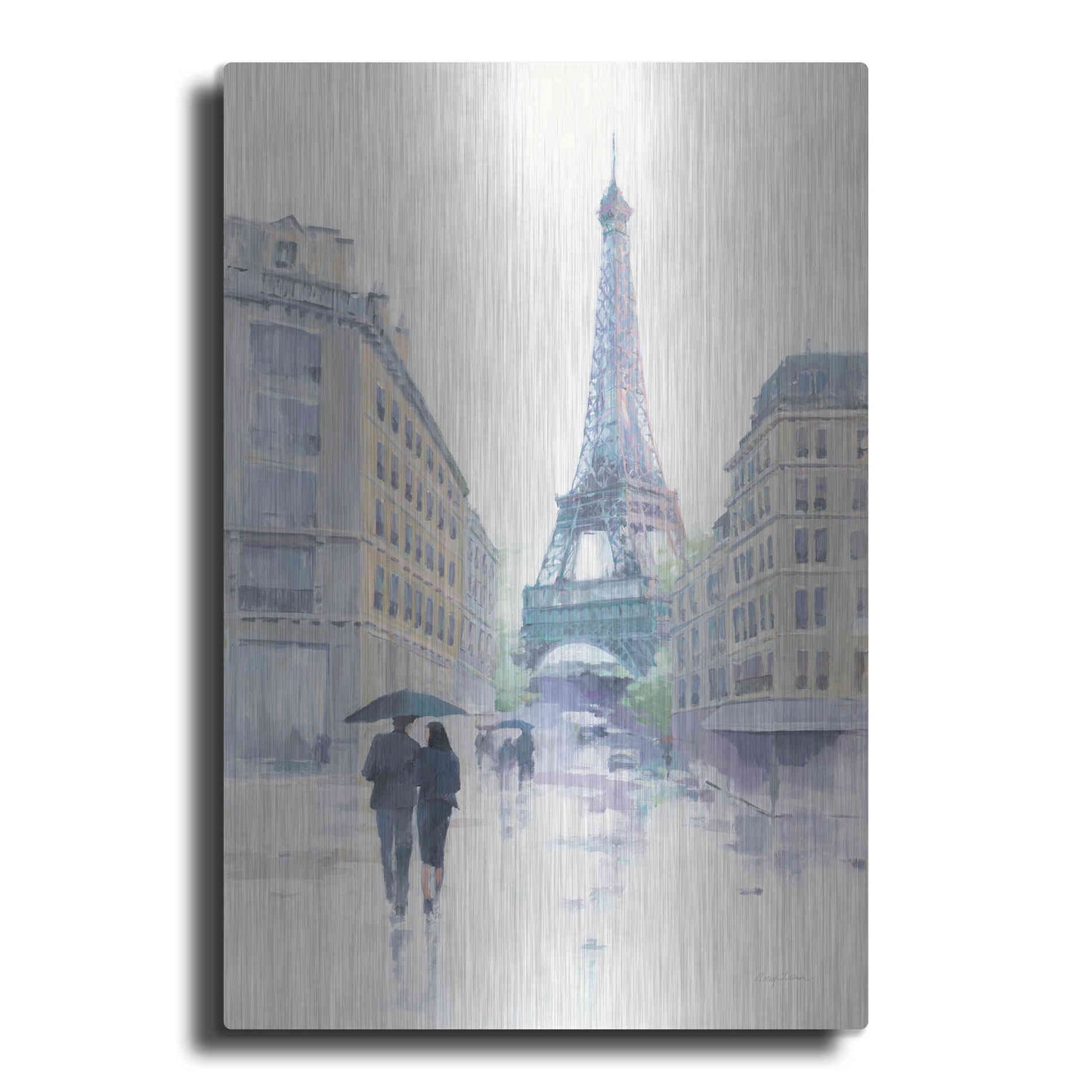 Luxe Metal Art 'Walking in the Rain' by Avery Tillmon, Metal Wall Art