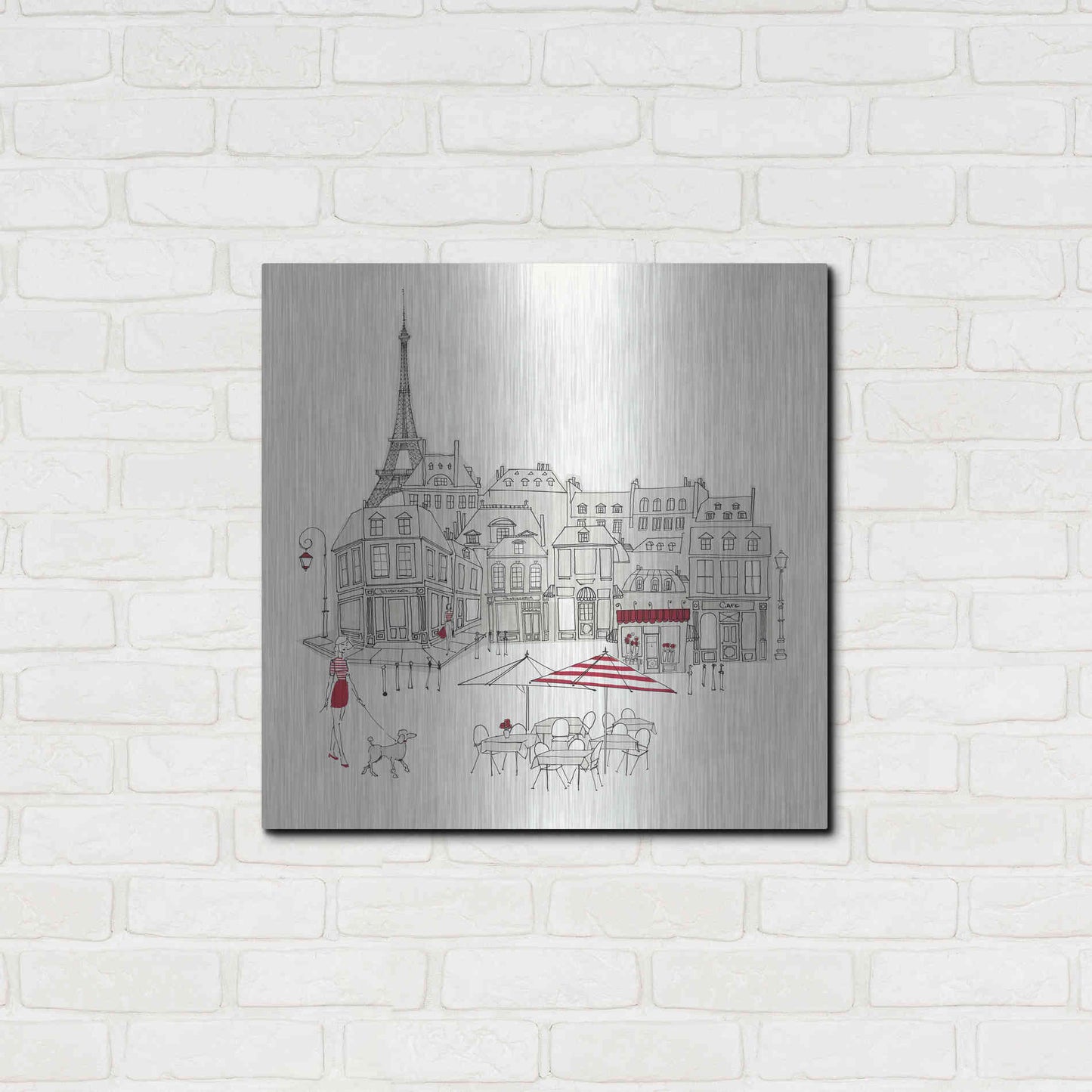 Luxe Metal Art 'World Cafe II Paris Red' by Avery Tillmon, Metal Wall Art,24x24