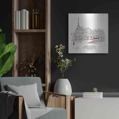 Luxe Metal Art 'World Cafe II Paris Red' by Avery Tillmon, Metal Wall Art,24x24