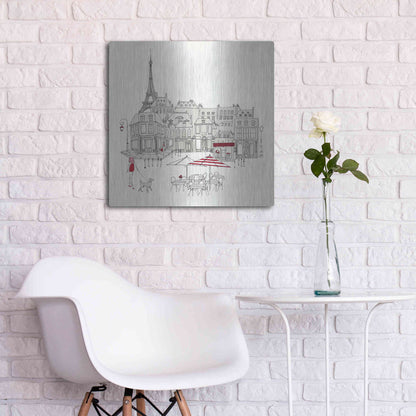 Luxe Metal Art 'World Cafe II Paris Red' by Avery Tillmon, Metal Wall Art,24x24