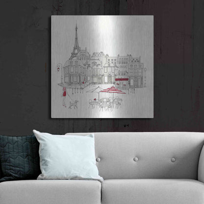 Luxe Metal Art 'World Cafe II Paris Red' by Avery Tillmon, Metal Wall Art,36x36