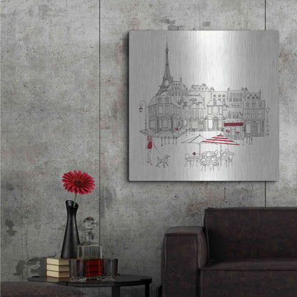 Luxe Metal Art 'World Cafe II Paris Red' by Avery Tillmon, Metal Wall Art,36x36