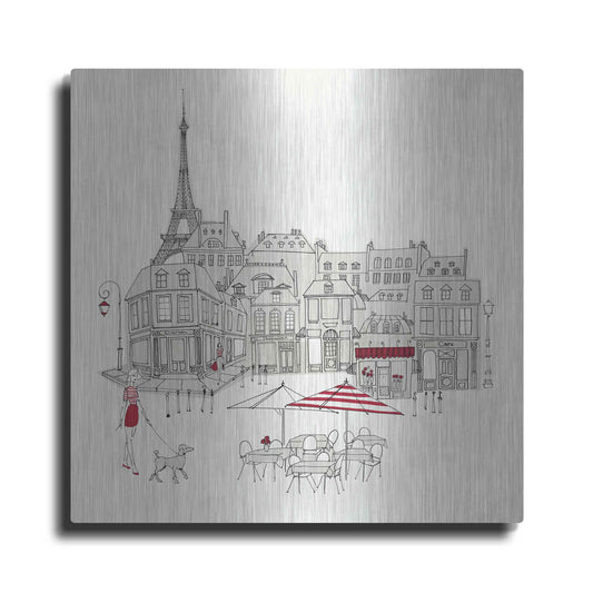 Luxe Metal Art 'World Cafe II Paris Red' by Avery Tillmon, Metal Wall Art