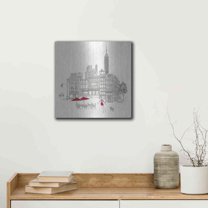 Luxe Metal Art 'World Cafe III NYC Red' by Avery Tillmon, Metal Wall Art,12x12