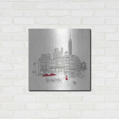 Luxe Metal Art 'World Cafe III NYC Red' by Avery Tillmon, Metal Wall Art,24x24