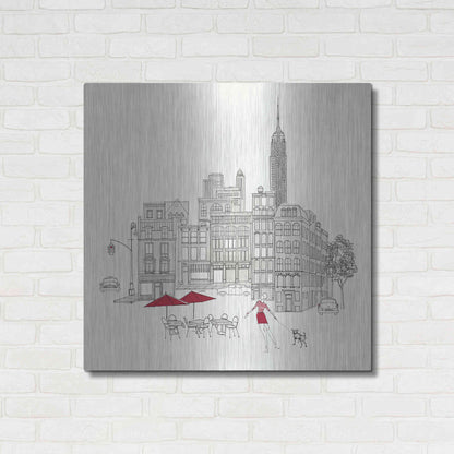 Luxe Metal Art 'World Cafe III NYC Red' by Avery Tillmon, Metal Wall Art,36x36