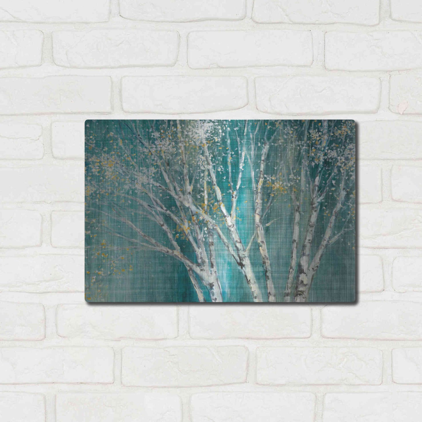 Luxe Metal Art 'Blue Birch' by Julia Purinton, Metal Wall Art,16x12