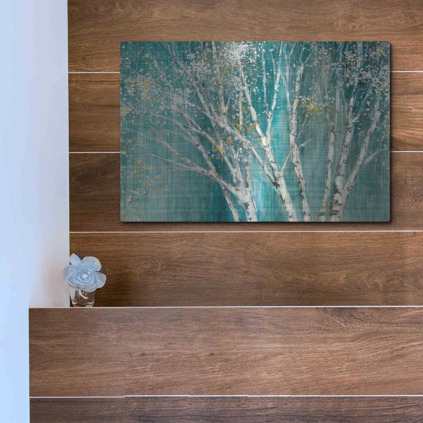 Luxe Metal Art 'Blue Birch' by Julia Purinton, Metal Wall Art,16x12