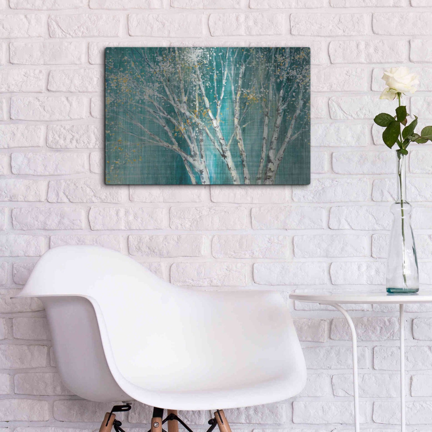 Luxe Metal Art 'Blue Birch' by Julia Purinton, Metal Wall Art,24x16