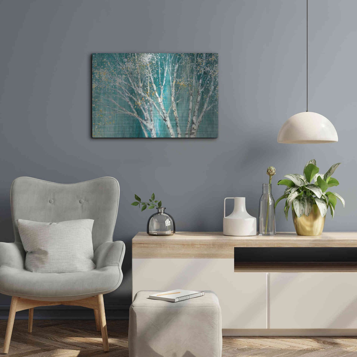 Luxe Metal Art 'Blue Birch' by Julia Purinton, Metal Wall Art,24x16