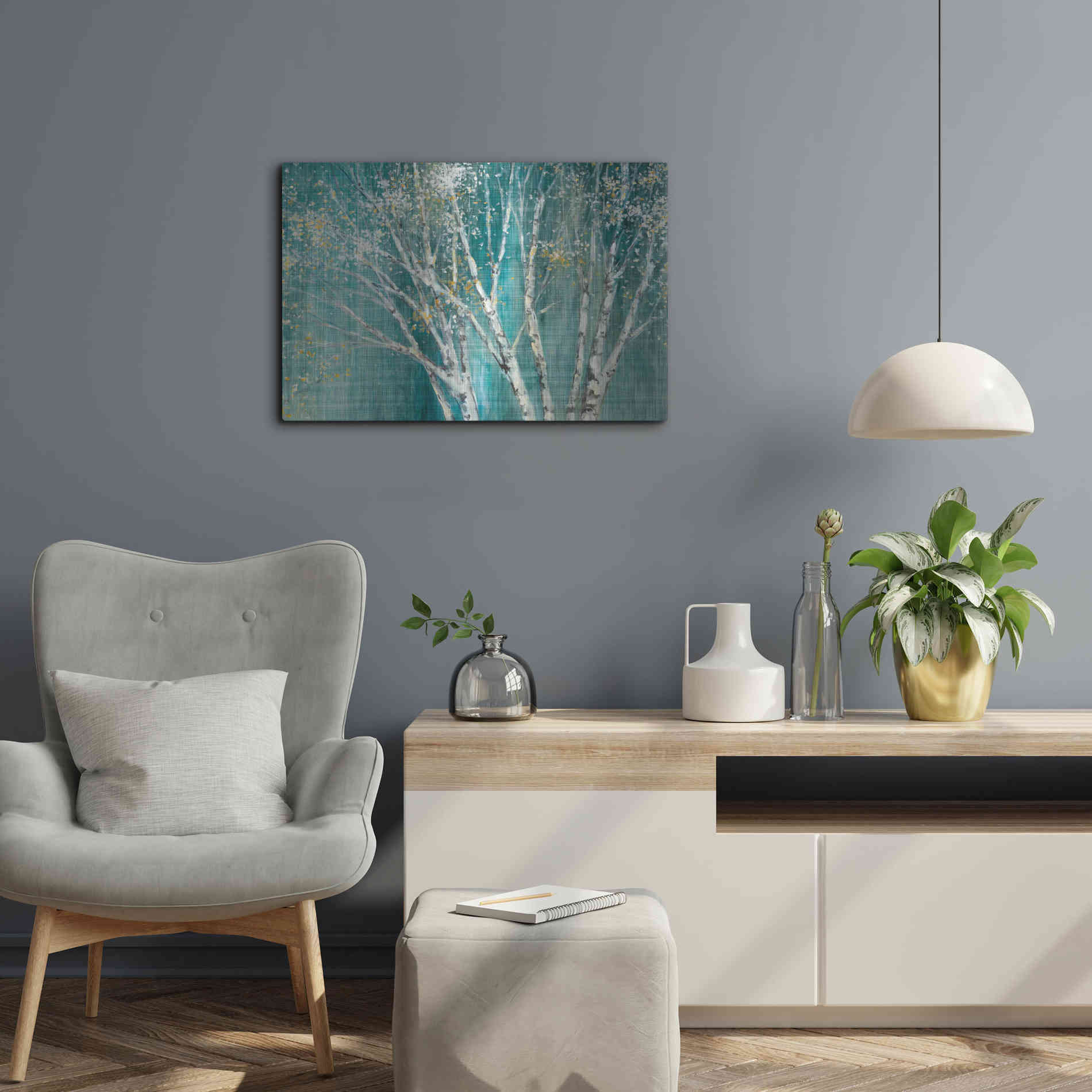 Luxe Metal Art 'Blue Birch' by Julia Purinton, Metal Wall Art,24x16