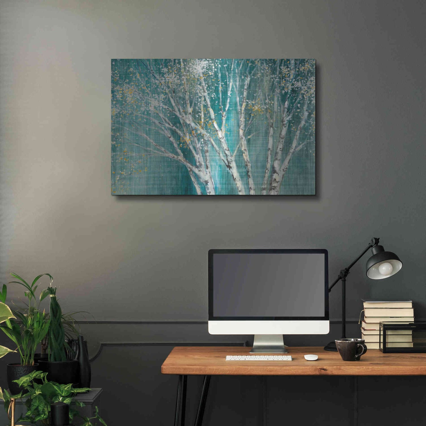 Luxe Metal Art 'Blue Birch' by Julia Purinton, Metal Wall Art,36x24