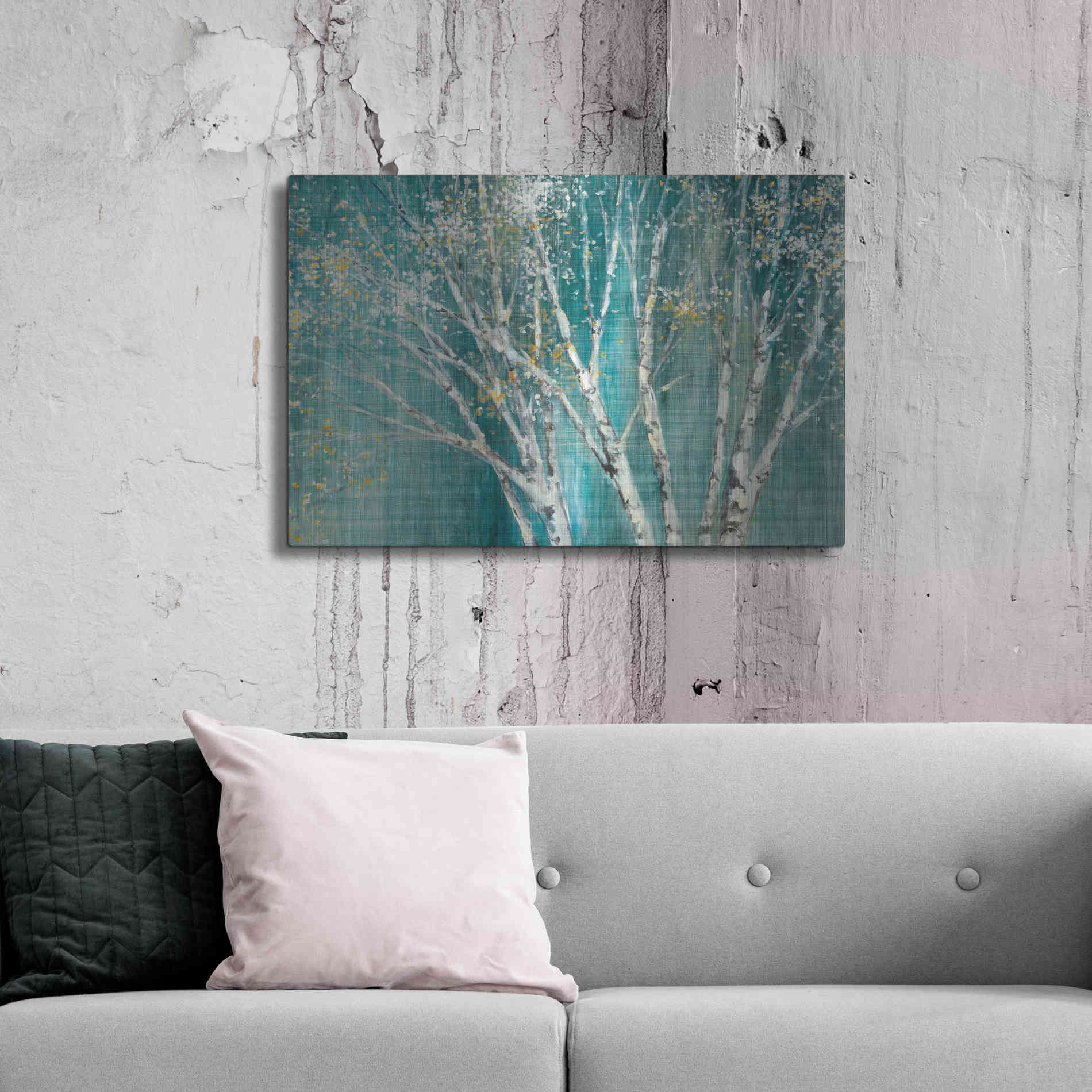 Luxe Metal Art 'Blue Birch' by Julia Purinton, Metal Wall Art,36x24