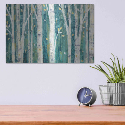 Luxe Metal Art 'Birches in Spring' by Julia Purinton, Metal Wall Art,16x12