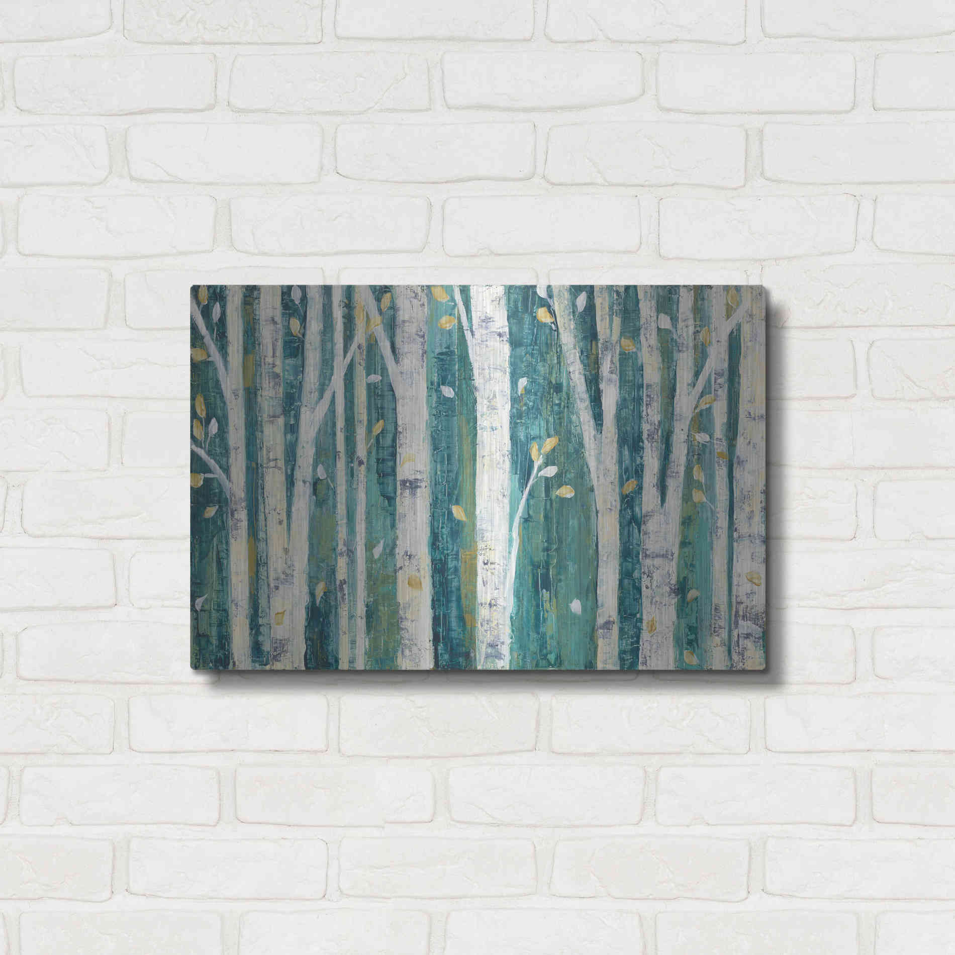 Luxe Metal Art 'Birches in Spring' by Julia Purinton, Metal Wall Art,24x16