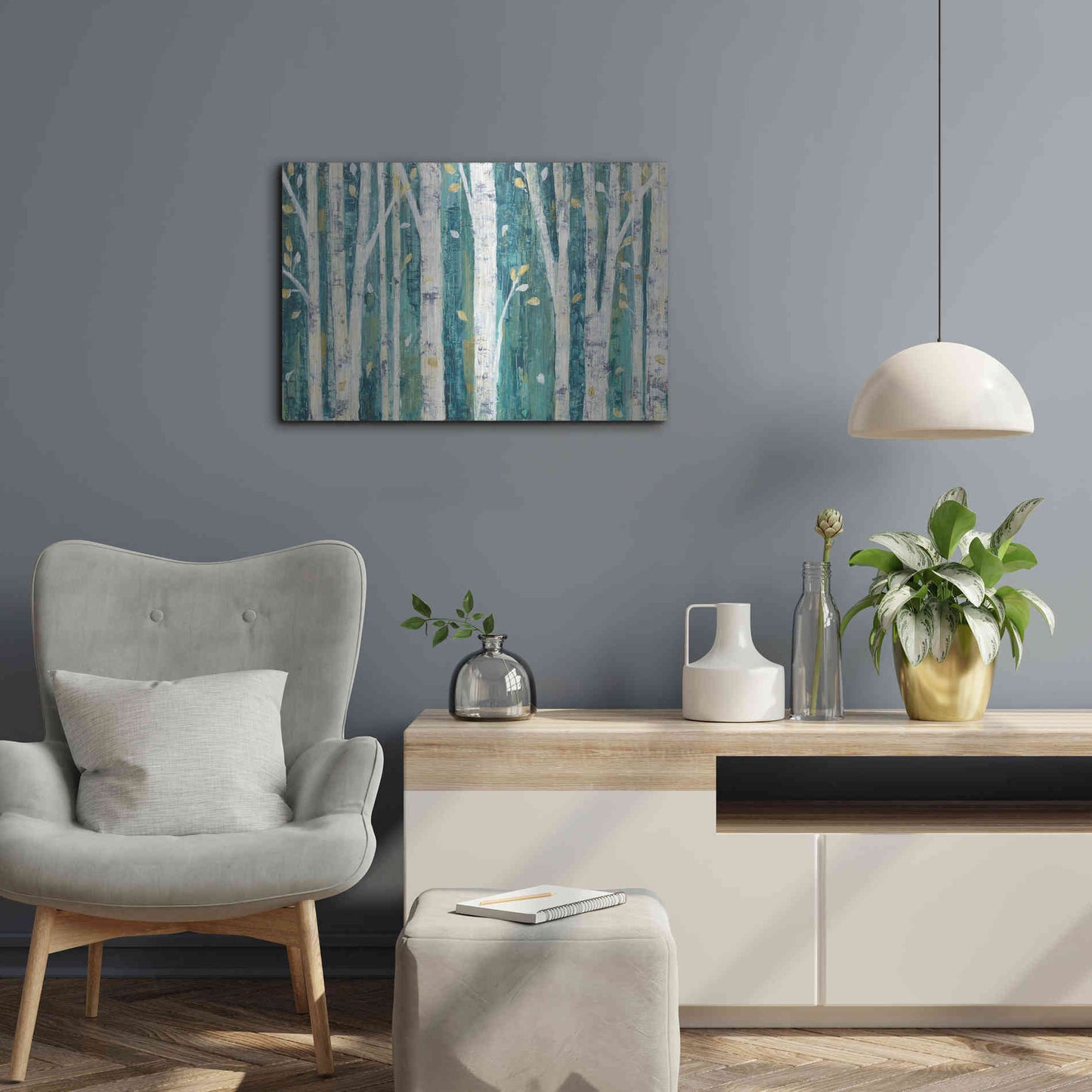 Luxe Metal Art 'Birches in Spring' by Julia Purinton, Metal Wall Art,24x16