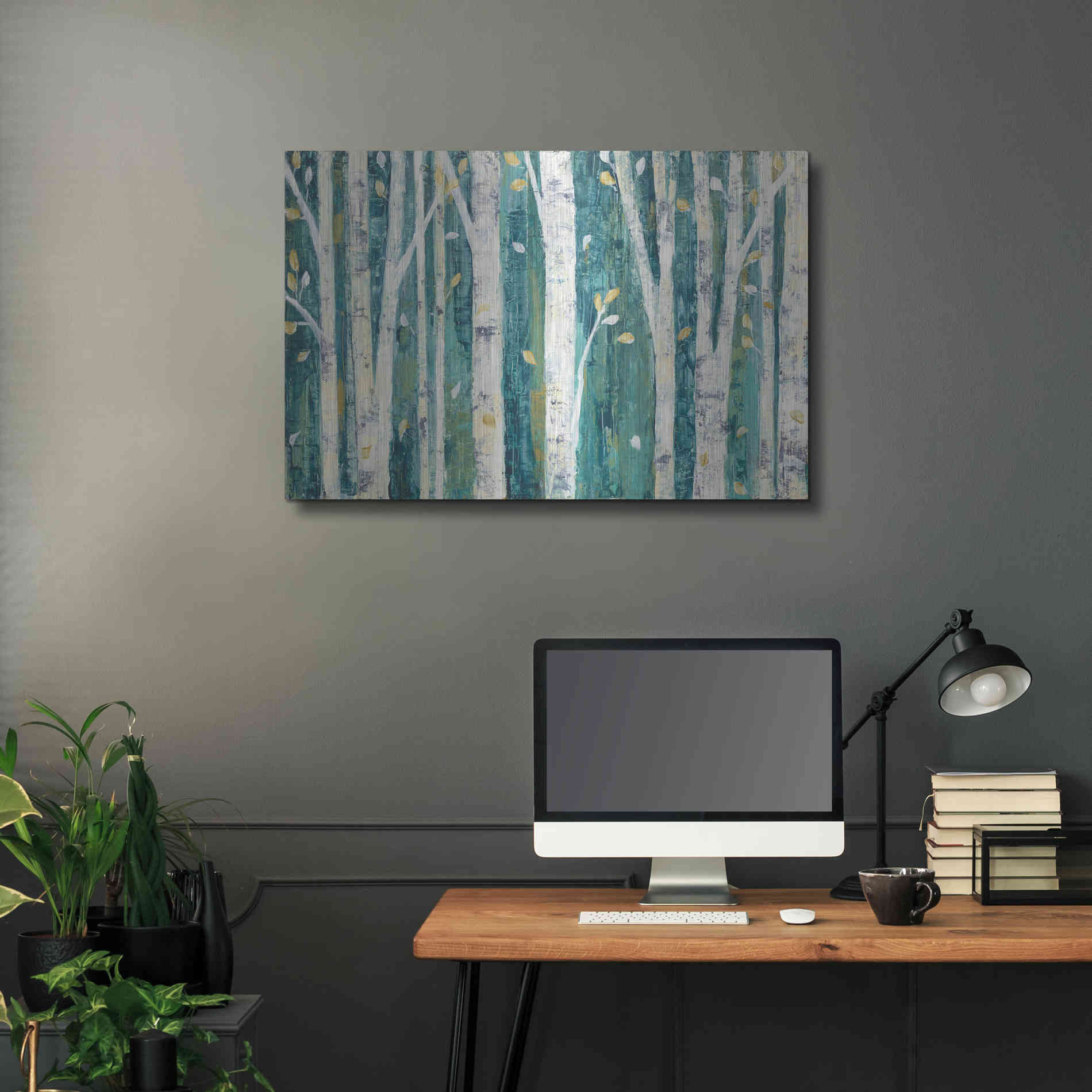 Luxe Metal Art 'Birches in Spring' by Julia Purinton, Metal Wall Art,36x24