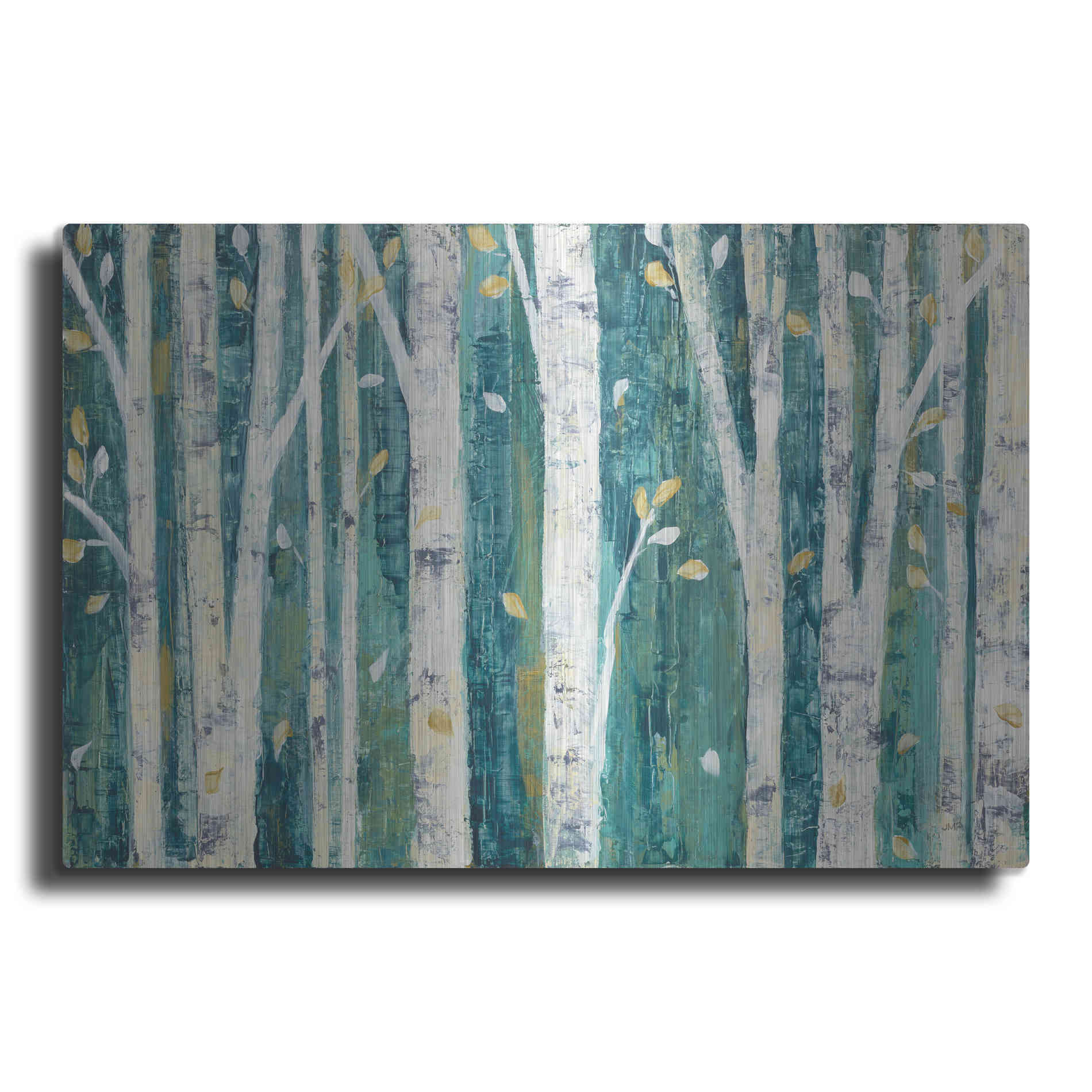 Luxe Metal Art 'Birches in Spring' by Julia Purinton, Metal Wall Art