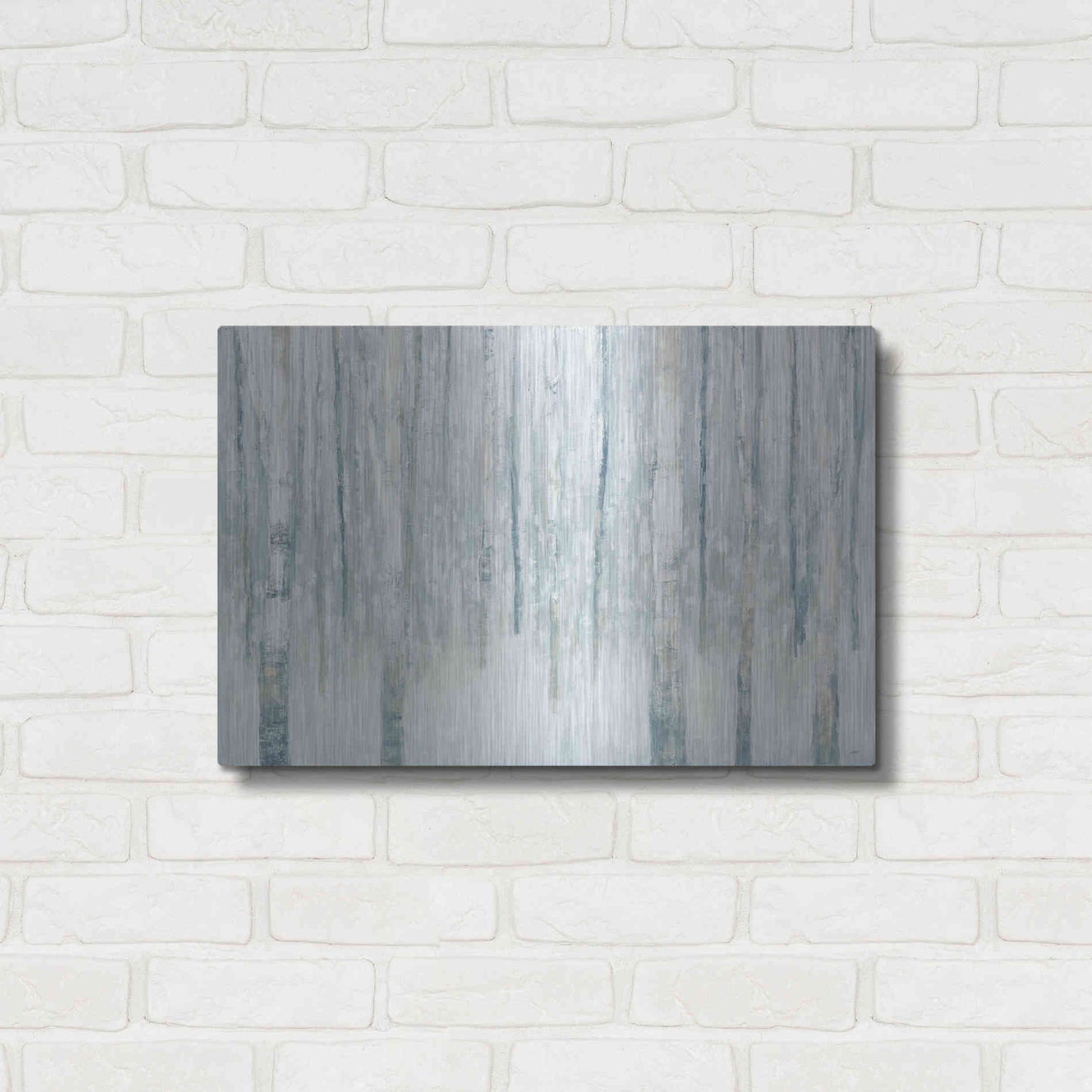 Luxe Metal Art 'Birches In Winter Blue' by Julia Purinton, Metal Wall Art,24x16