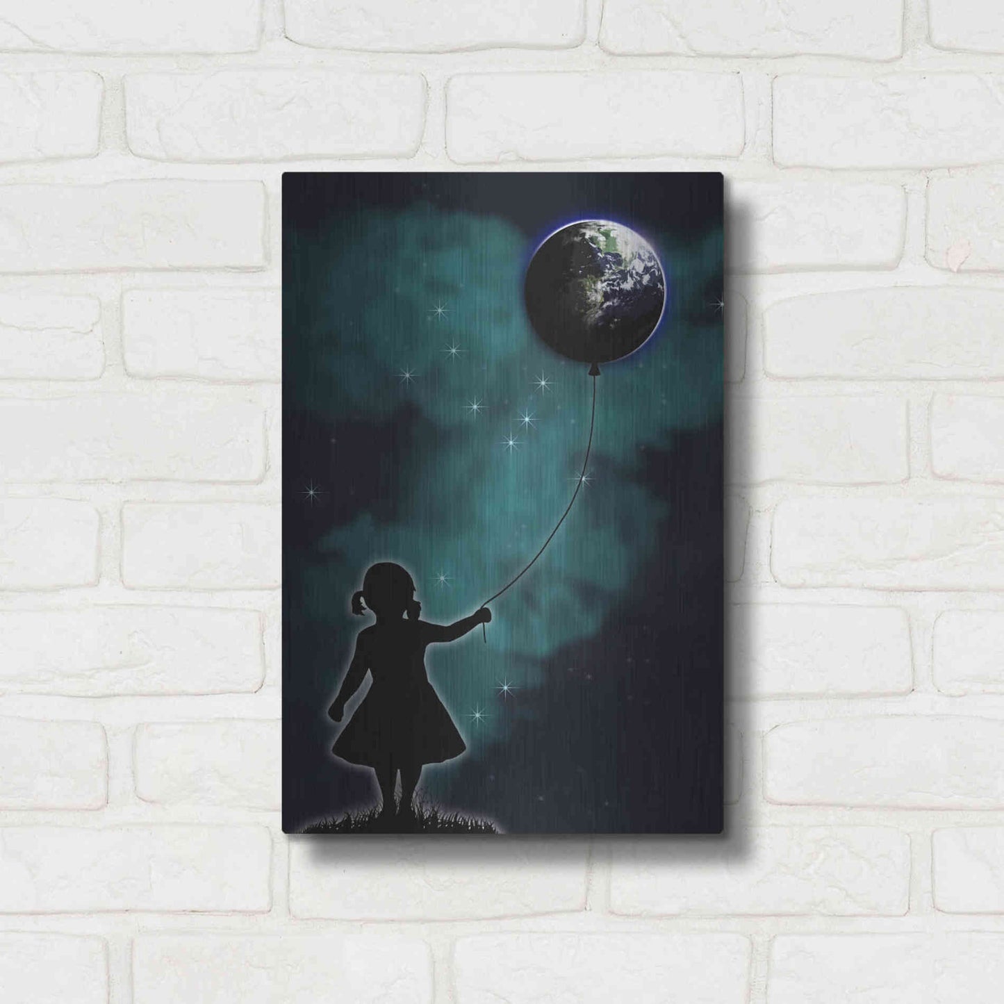 Luxe Metal Art 'The Girl That Holds The World' by Nicklas Gustafsson, Metal Wall Art,12x16