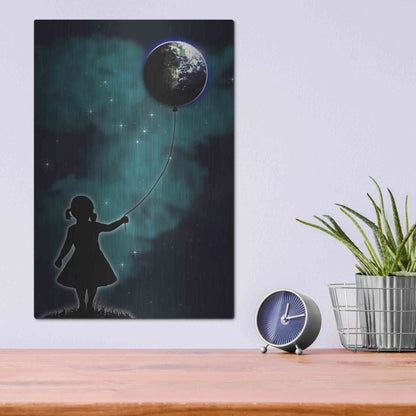 Luxe Metal Art 'The Girl That Holds The World' by Nicklas Gustafsson, Metal Wall Art,12x16