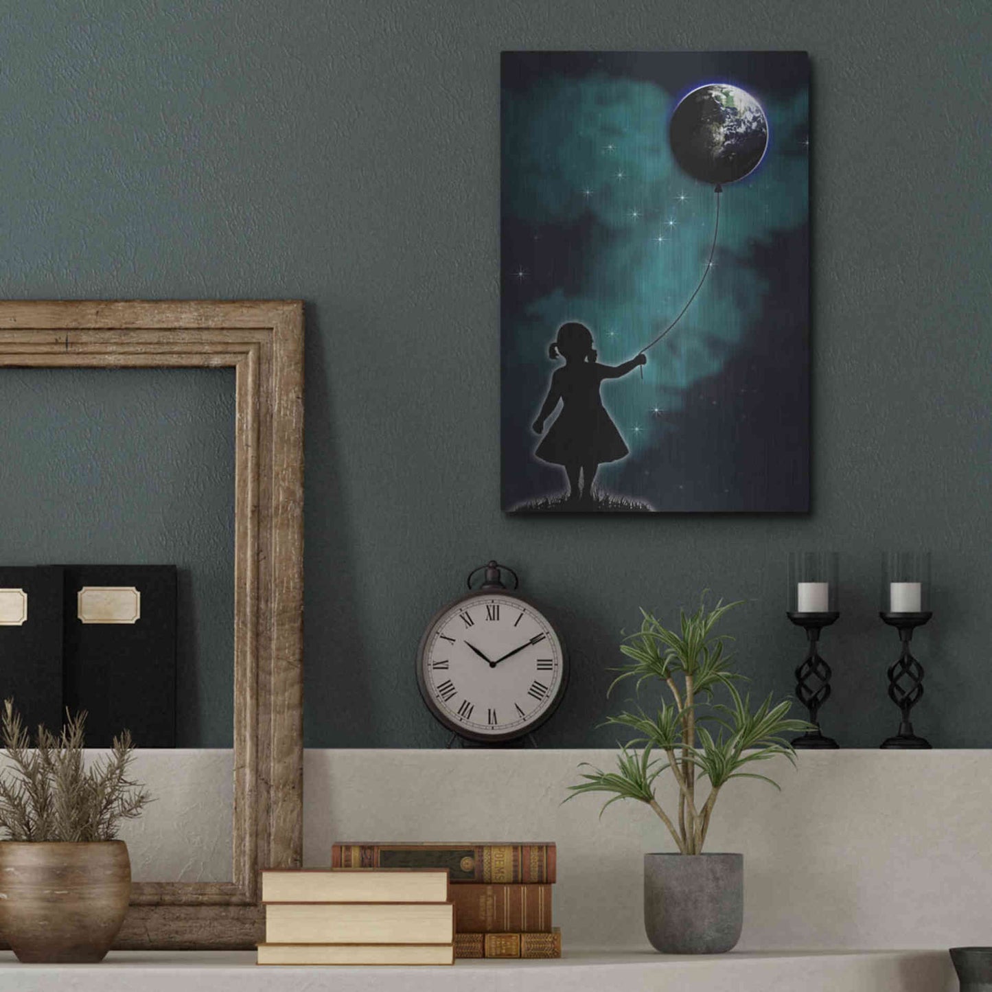 Luxe Metal Art 'The Girl That Holds The World' by Nicklas Gustafsson, Metal Wall Art,12x16