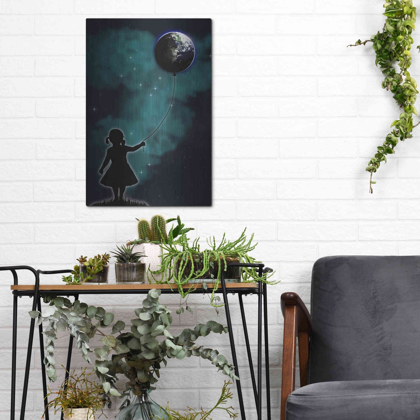 Luxe Metal Art 'The Girl That Holds The World' by Nicklas Gustafsson, Metal Wall Art,12x16