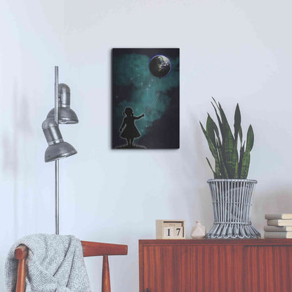 Luxe Metal Art 'The Girl That Holds The World' by Nicklas Gustafsson, Metal Wall Art,16x24