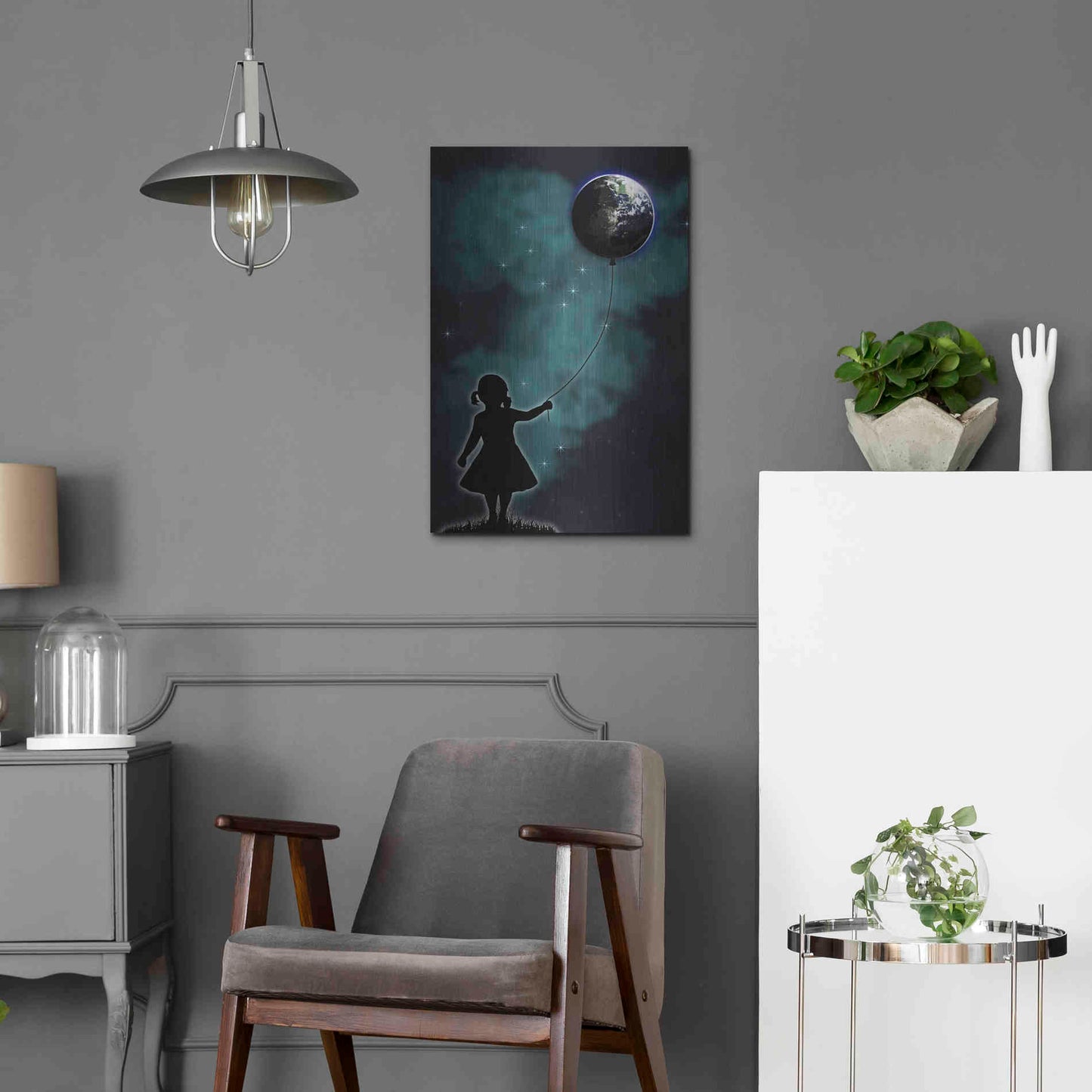 Luxe Metal Art 'The Girl That Holds The World' by Nicklas Gustafsson, Metal Wall Art,16x24