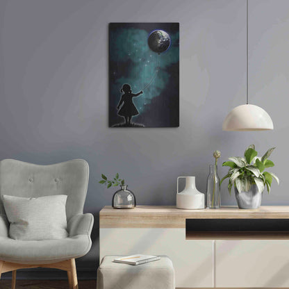 Luxe Metal Art 'The Girl That Holds The World' by Nicklas Gustafsson, Metal Wall Art,16x24