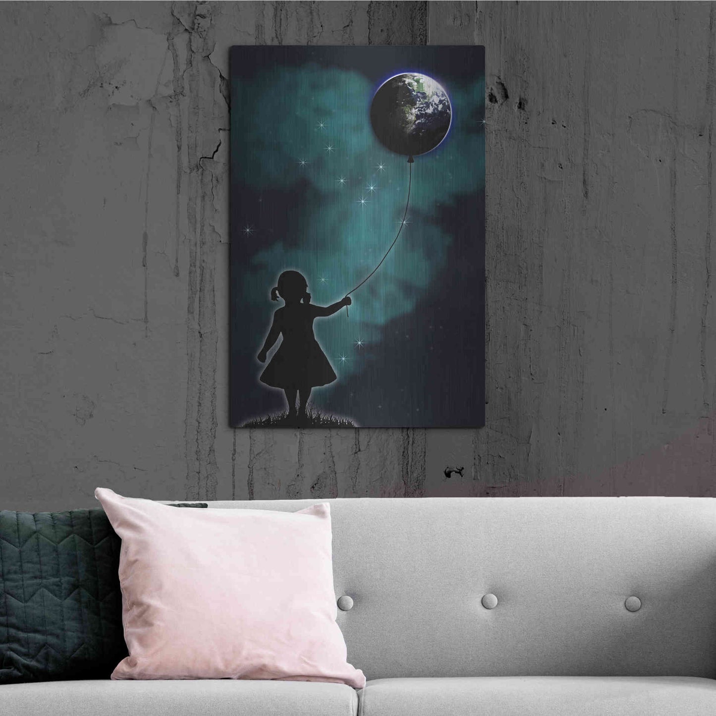 Luxe Metal Art 'The Girl That Holds The World' by Nicklas Gustafsson, Metal Wall Art,24x36