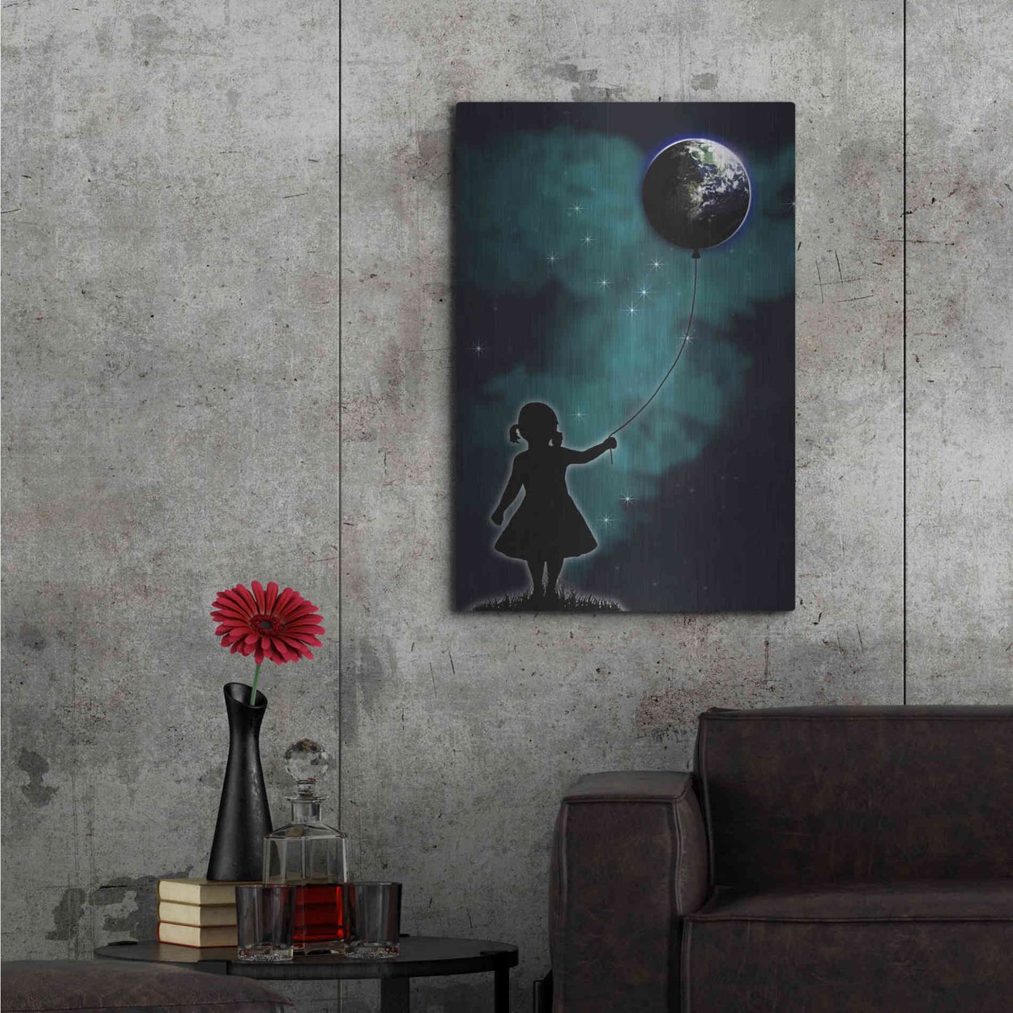 Luxe Metal Art 'The Girl That Holds The World' by Nicklas Gustafsson, Metal Wall Art,24x36