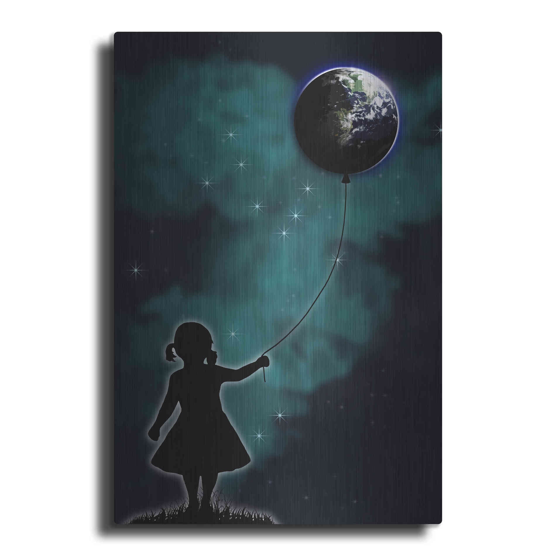 Luxe Metal Art 'The Girl That Holds The World' by Nicklas Gustafsson, Metal Wall Art