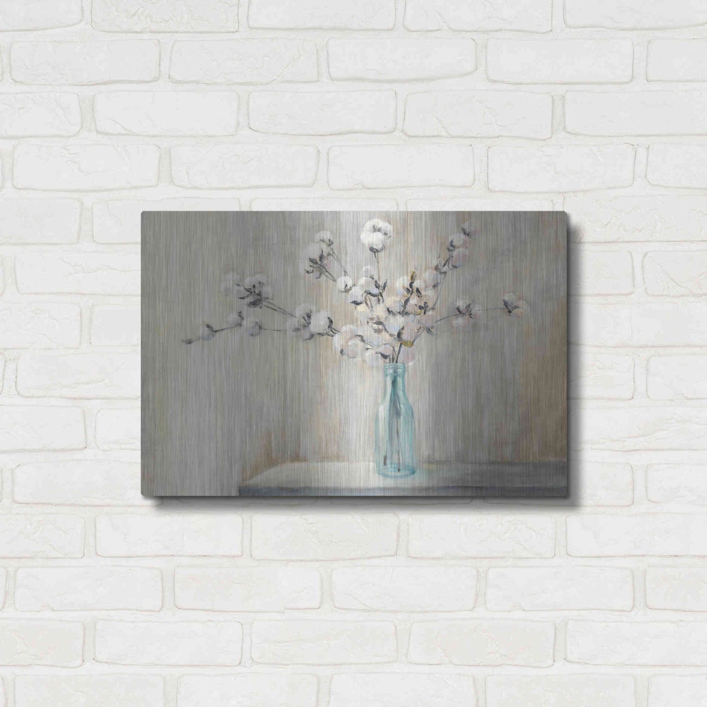 Luxe Metal Art 'Cotton Bouquet' by Julia Purinton, Metal Wall Art,24x16