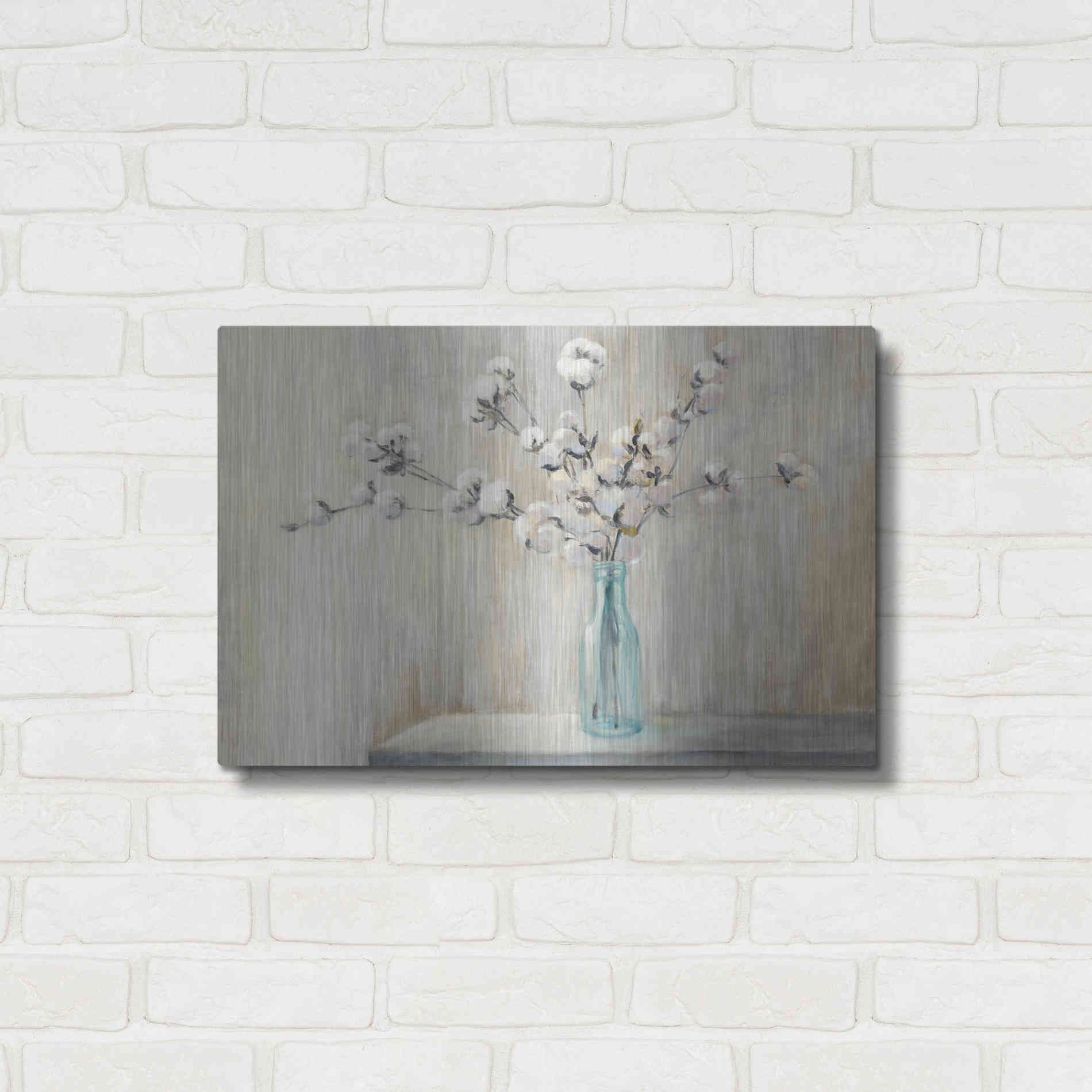 Luxe Metal Art 'Cotton Bouquet' by Julia Purinton, Metal Wall Art,24x16