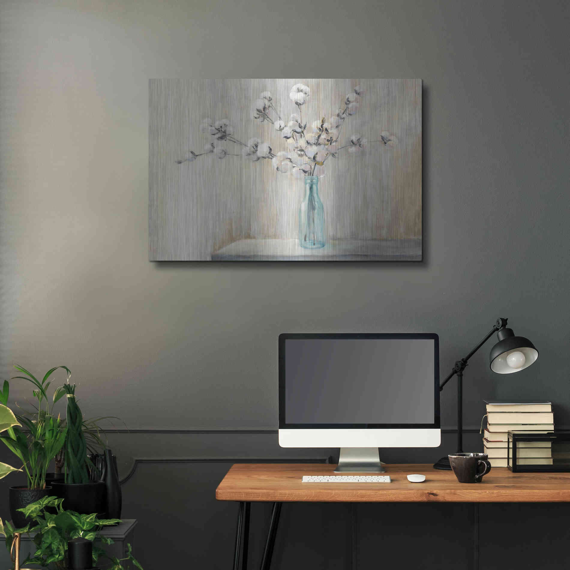 Luxe Metal Art 'Cotton Bouquet' by Julia Purinton, Metal Wall Art,36x24