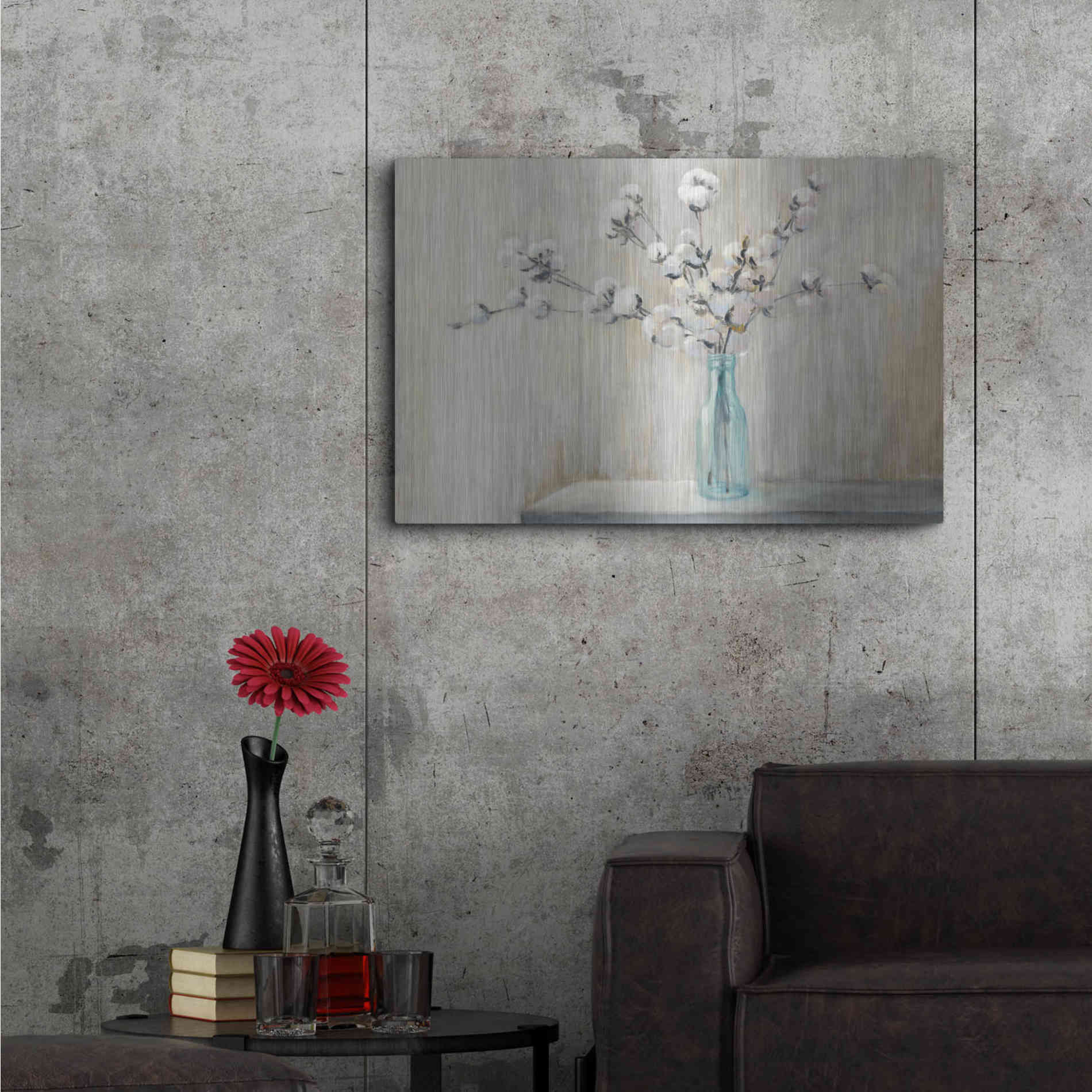 Luxe Metal Art 'Cotton Bouquet' by Julia Purinton, Metal Wall Art,36x24