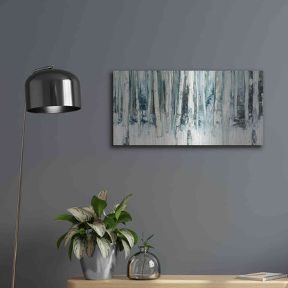 Luxe Metal Art 'Winter Woods III Light Trees' by Julia Purinton, Metal Wall Art,24x12