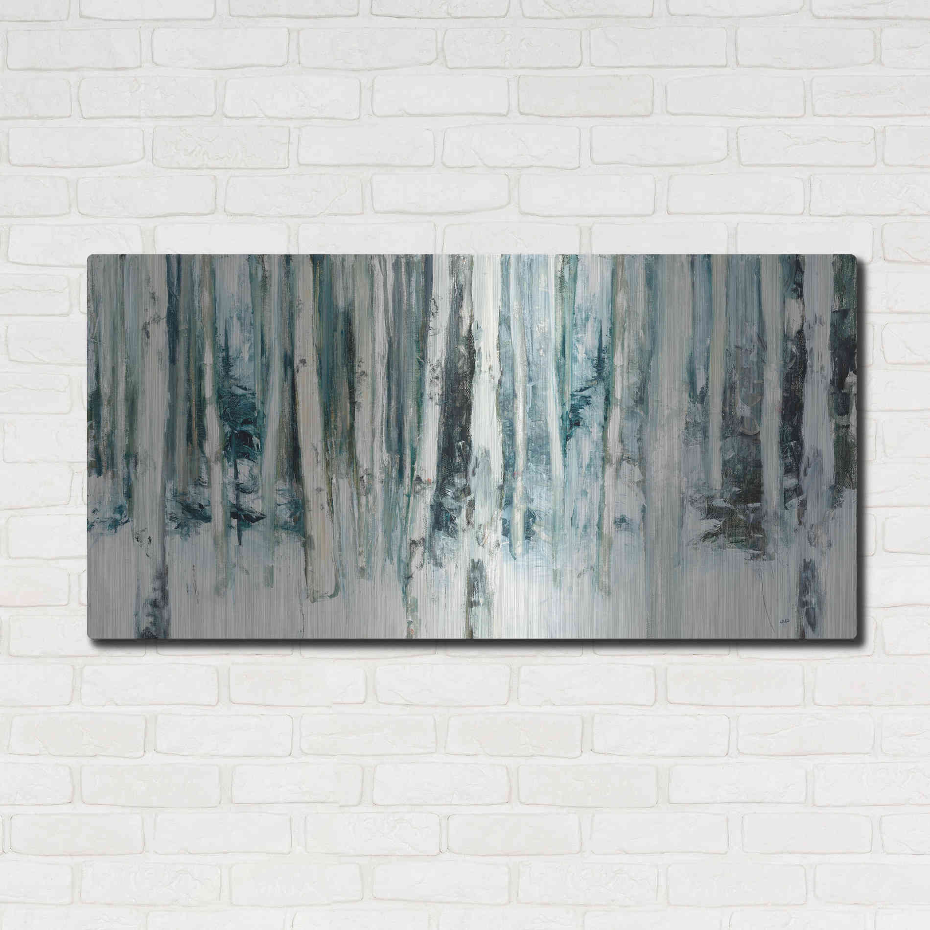 Luxe Metal Art 'Winter Woods III Light Trees' by Julia Purinton, Metal Wall Art,48x24