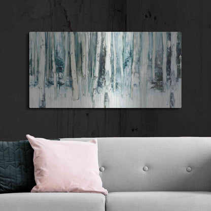 Luxe Metal Art 'Winter Woods III Light Trees' by Julia Purinton, Metal Wall Art,48x24