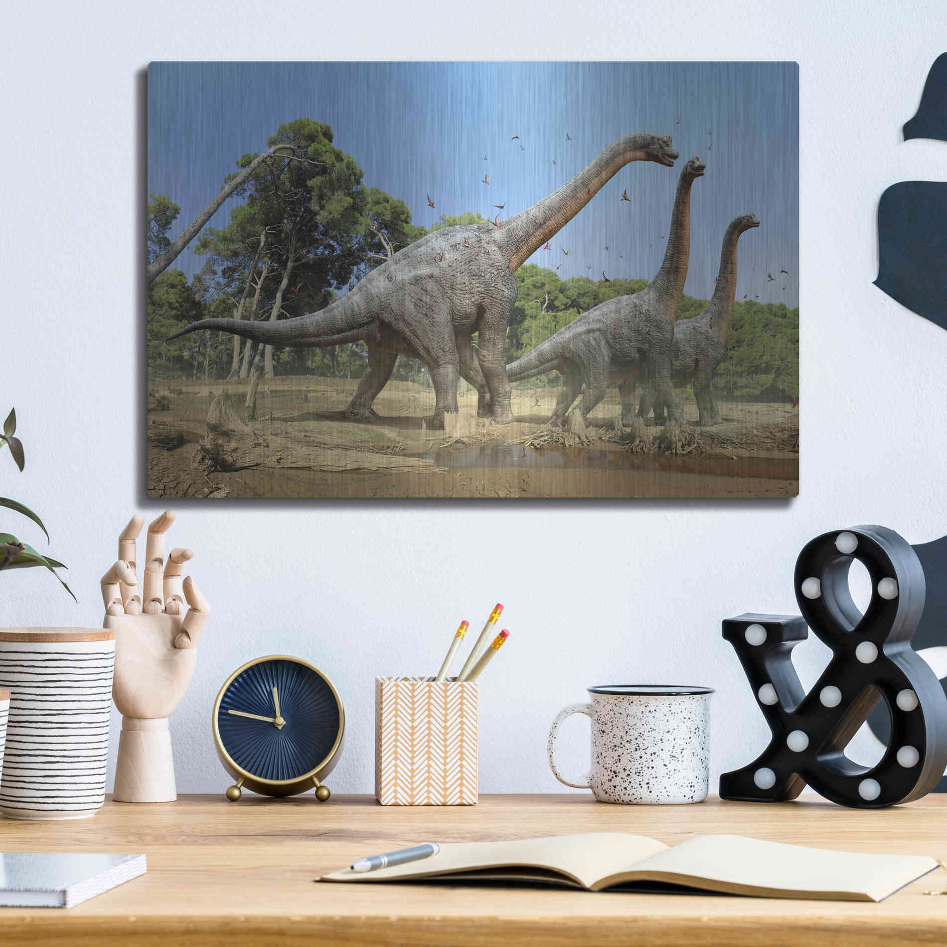 Luxe Metal Art 'Brachiosaurus', Metal Wall Art,16x12
