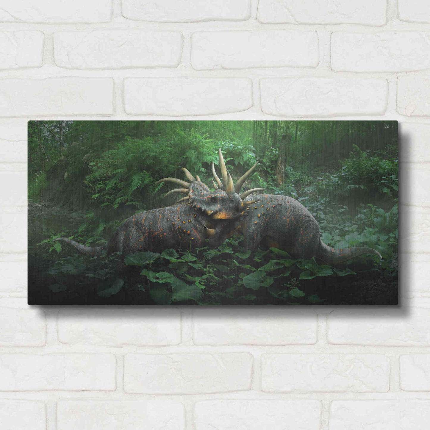 Luxe Metal Art 'Dueling Styracosaurus', Metal Wall Art,24x12