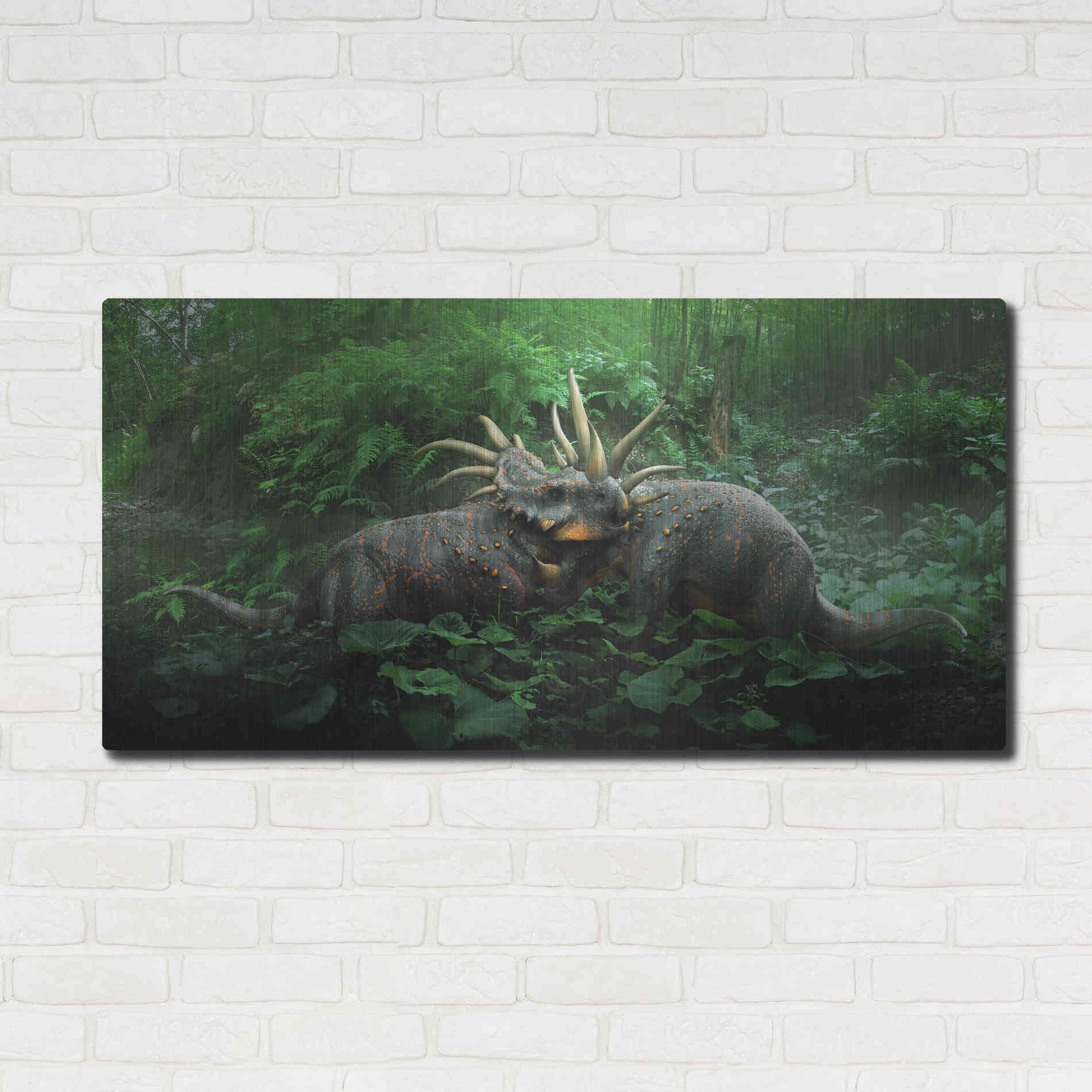 Luxe Metal Art 'Dueling Styracosaurus', Metal Wall Art,48x24