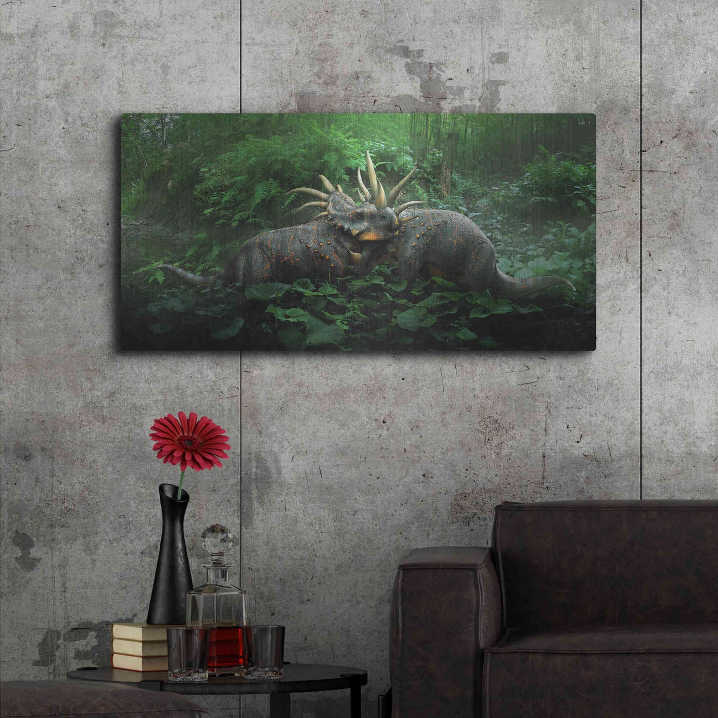 Luxe Metal Art 'Dueling Styracosaurus', Metal Wall Art,48x24