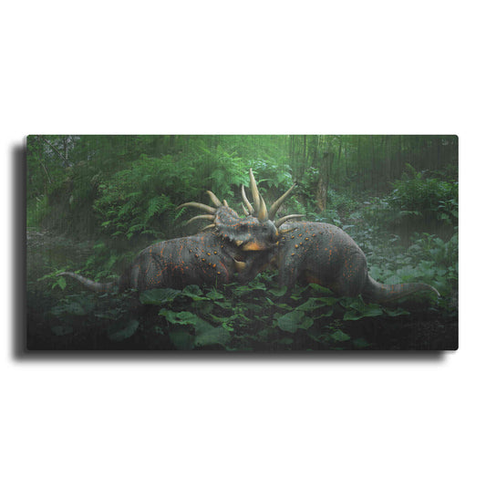 Luxe Metal Art 'Dueling Styracosaurus', Metal Wall Art,2:1 L