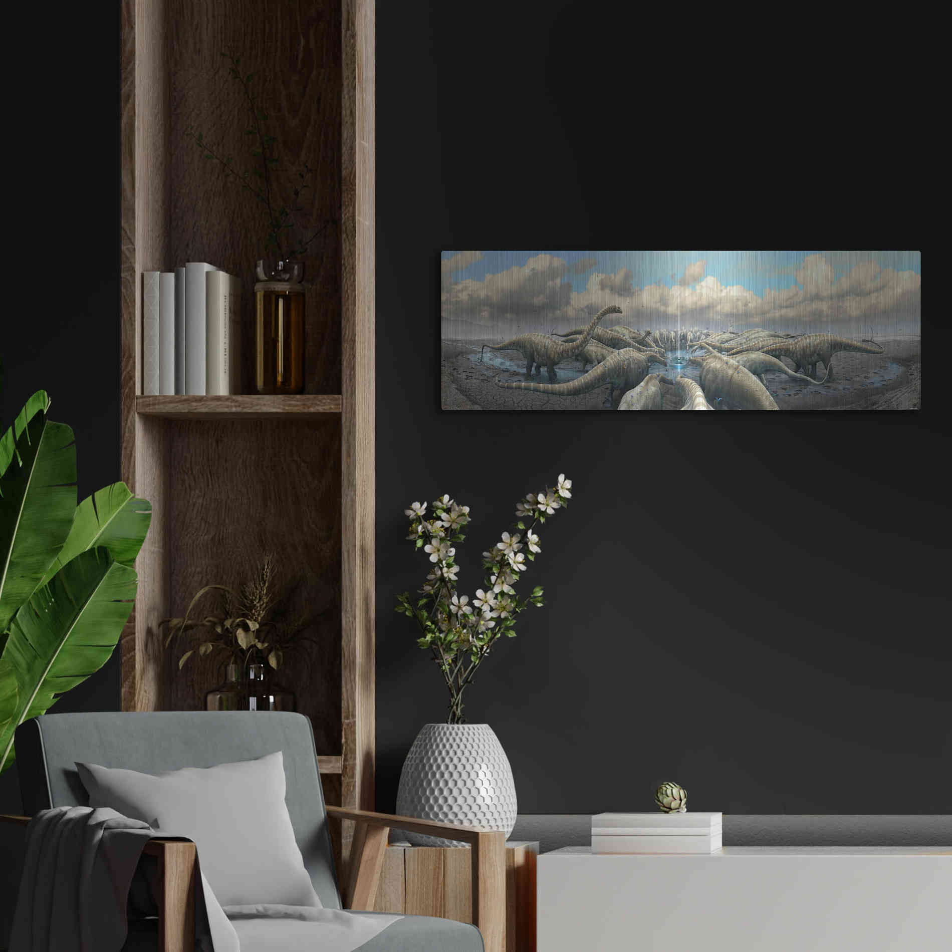 Luxe Metal Art 'Moment Before Extinction', Metal Wall Art,36x12